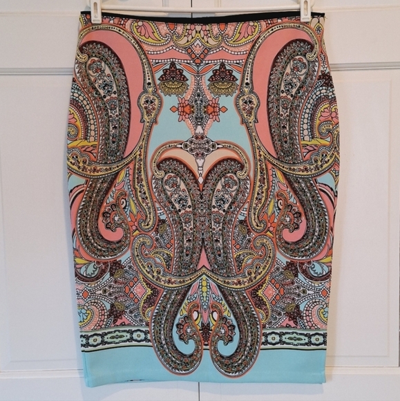 Bisou Bisou Michele Bohbot bohemian print skirt - Picture 2 of 5